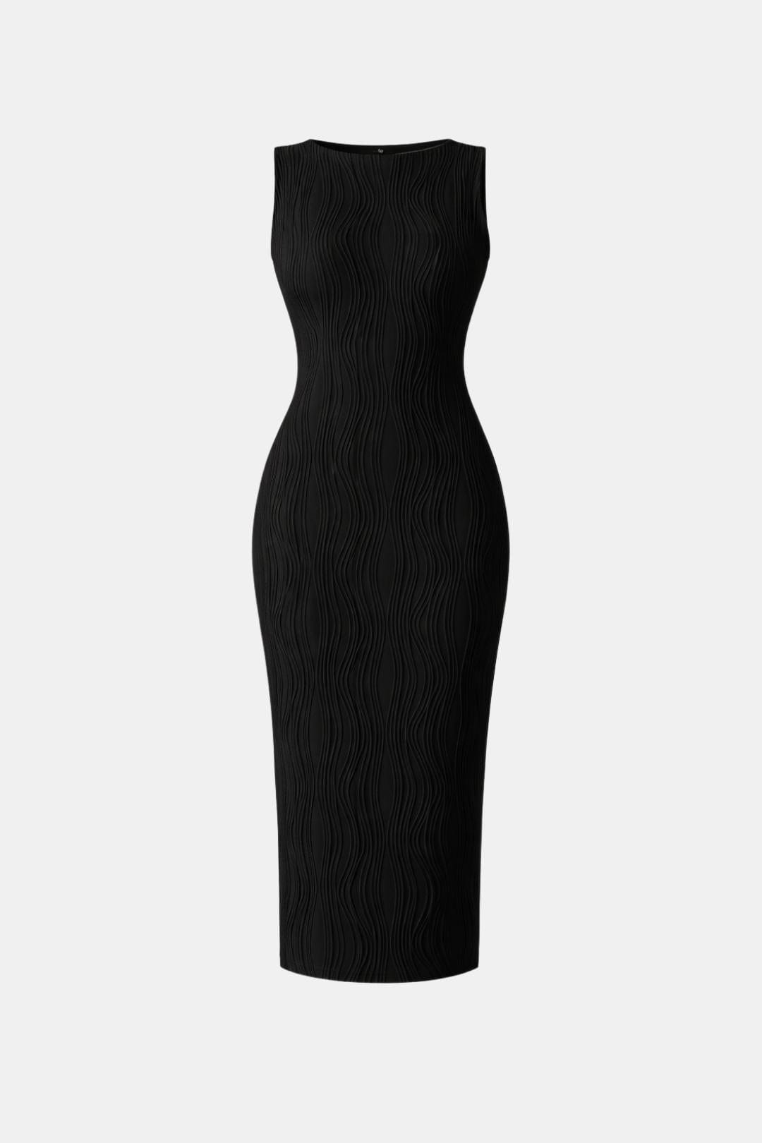 Chaya – Sculpted Ripple Texture Minimal Midi Dress