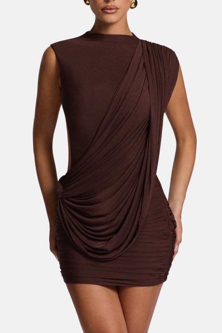 Dahlia High Neck Draped Mini Dress