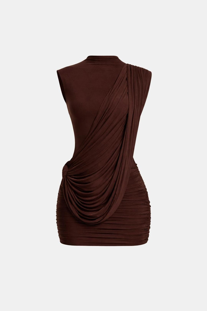 Dahlia High Neck Draped Mini Dress