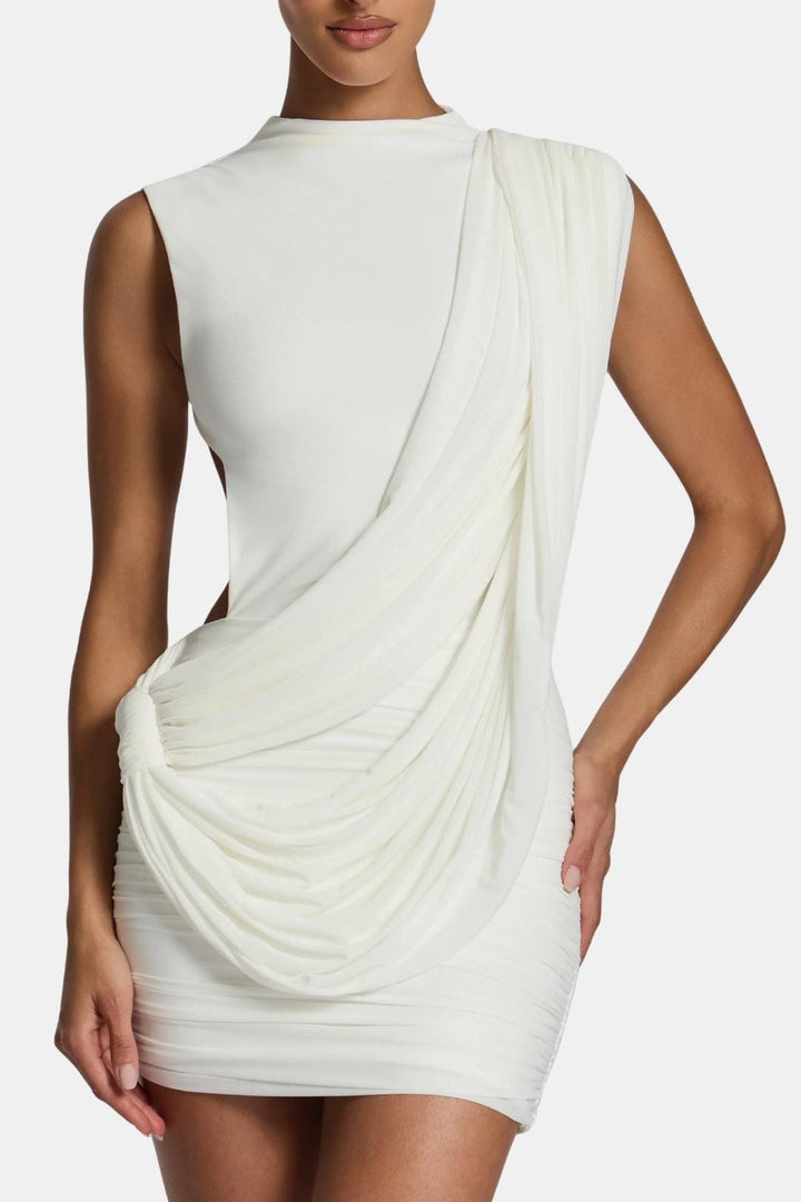 Dahlia High Neck Draped Mini Dress