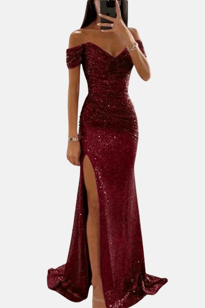 Diana Off-Shoulder Sequin Maxi Dress