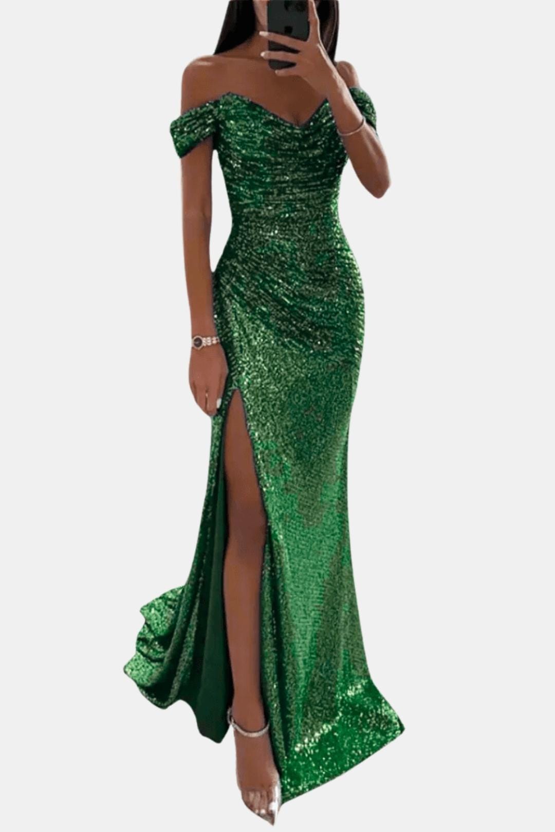 Diana Off-Shoulder Sequin Maxi Dress