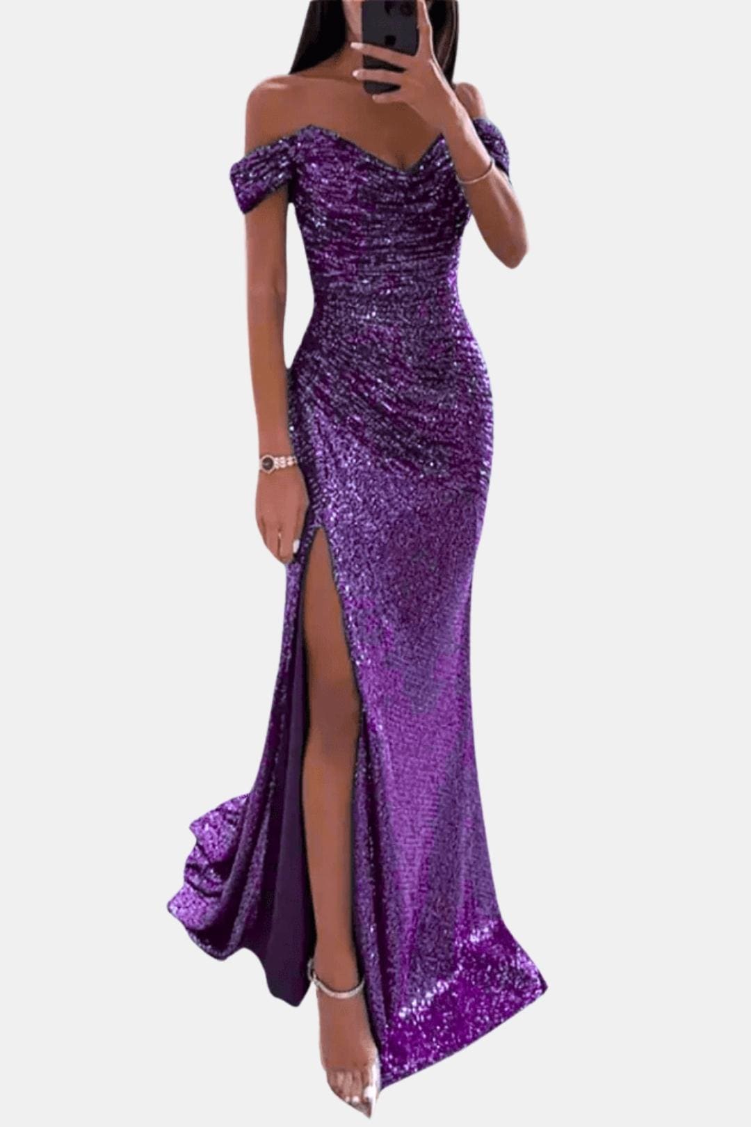 Diana Off-Shoulder Sequin Maxi Dress