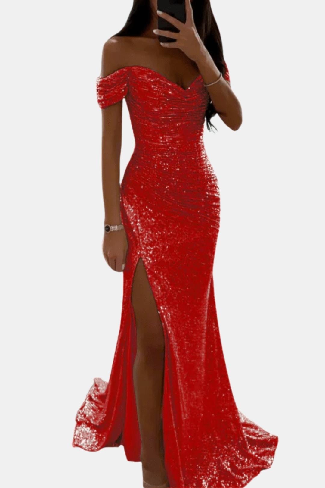 Diana Off-Shoulder Sequin Maxi Dress