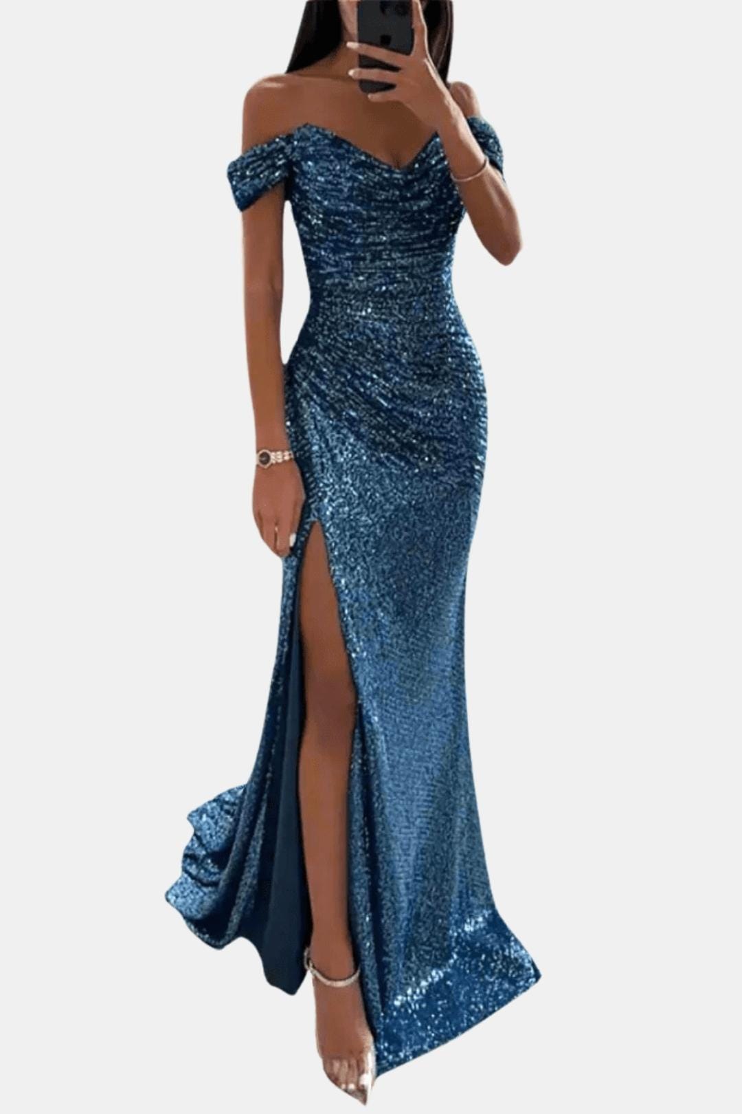 Diana Off-Shoulder Sequin Maxi Dress