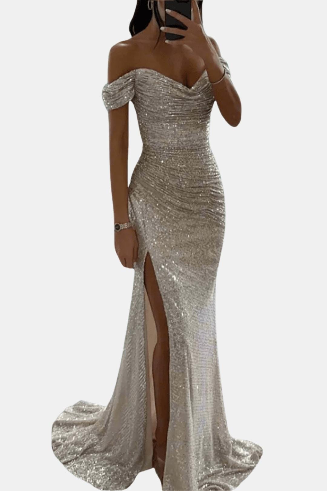 Diana Off-Shoulder Sequin Maxi Dress