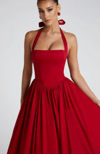 Elena Boned Lace-Up Midi Dress