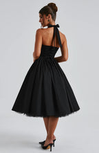 Elena Boned Lace-Up Midi Dress