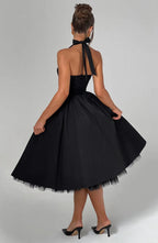 Elena Boned Lace-Up Midi Dress