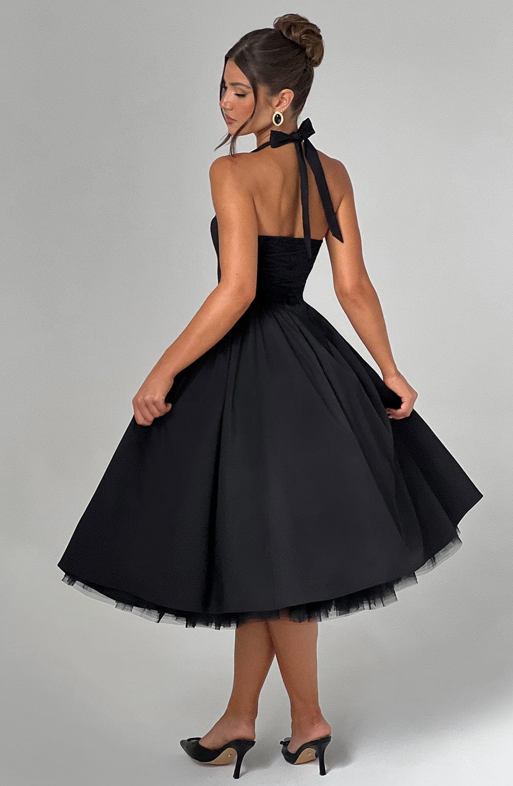 Elena Boned Lace-Up Midi Dress