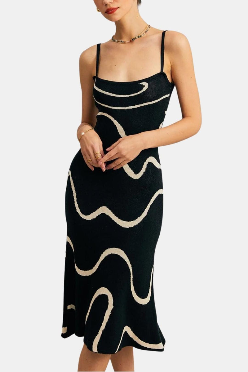 Charlotte Sculpted Ripple Texture Minimal Midi Dress