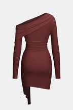 Rosalie Metallic Ruched Asymmetric Midi Dress