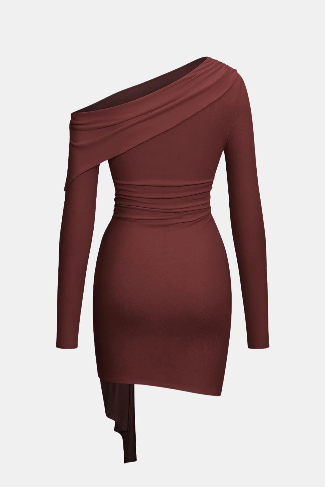 Rosalie Metallic Ruched Asymmetric Midi Dress