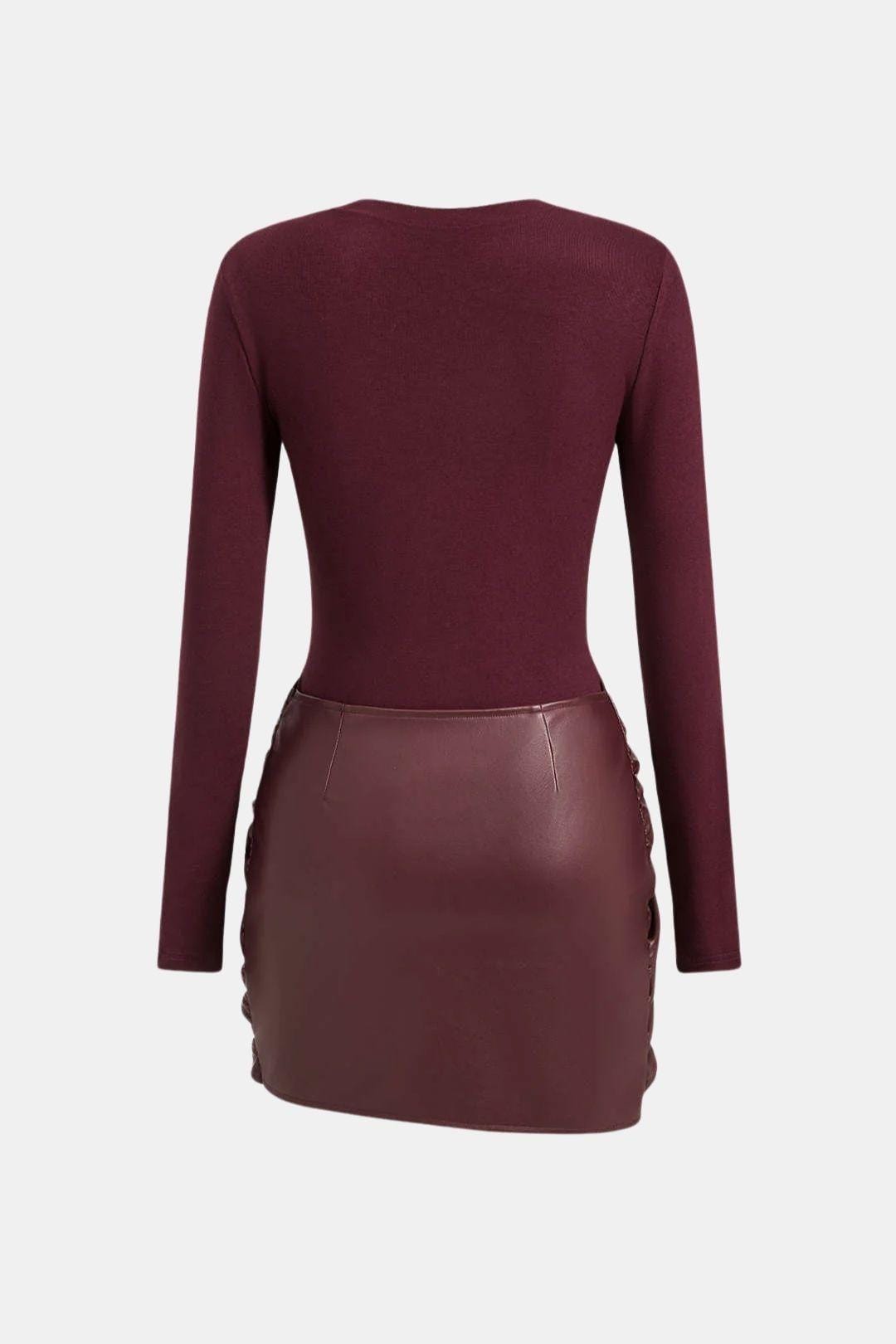 Sienna Faux Leather Patchwork Mini Dress