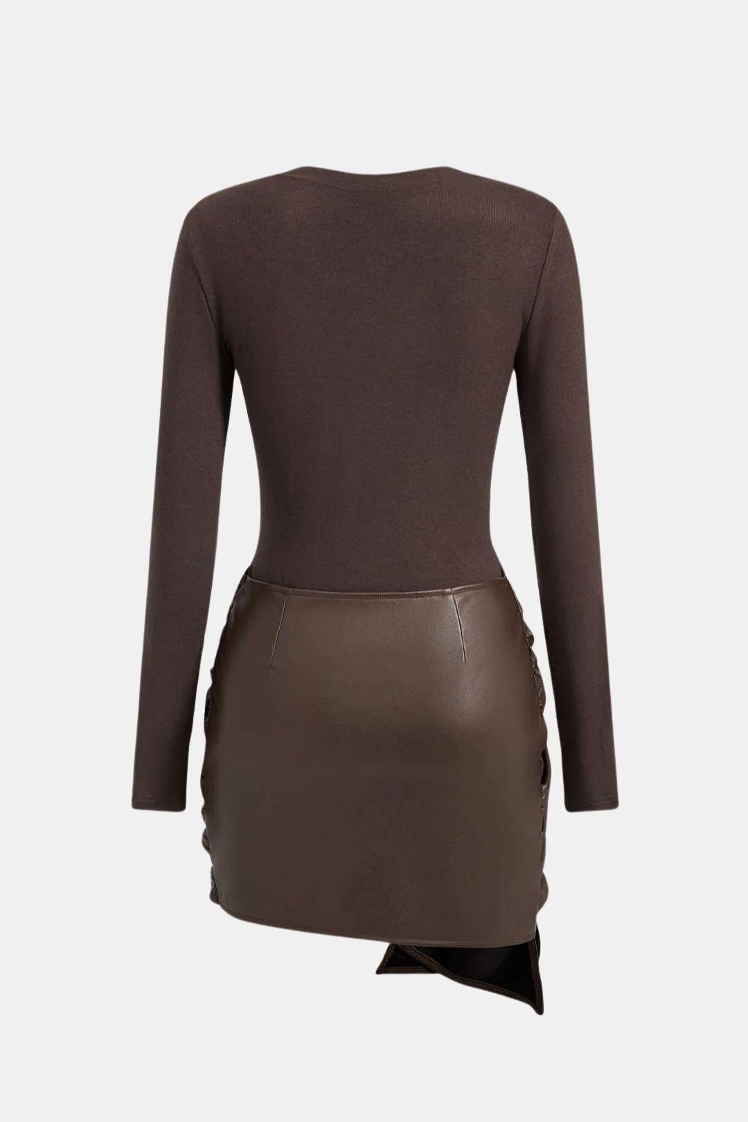 Sienna Faux Leather Patchwork Mini Dress
