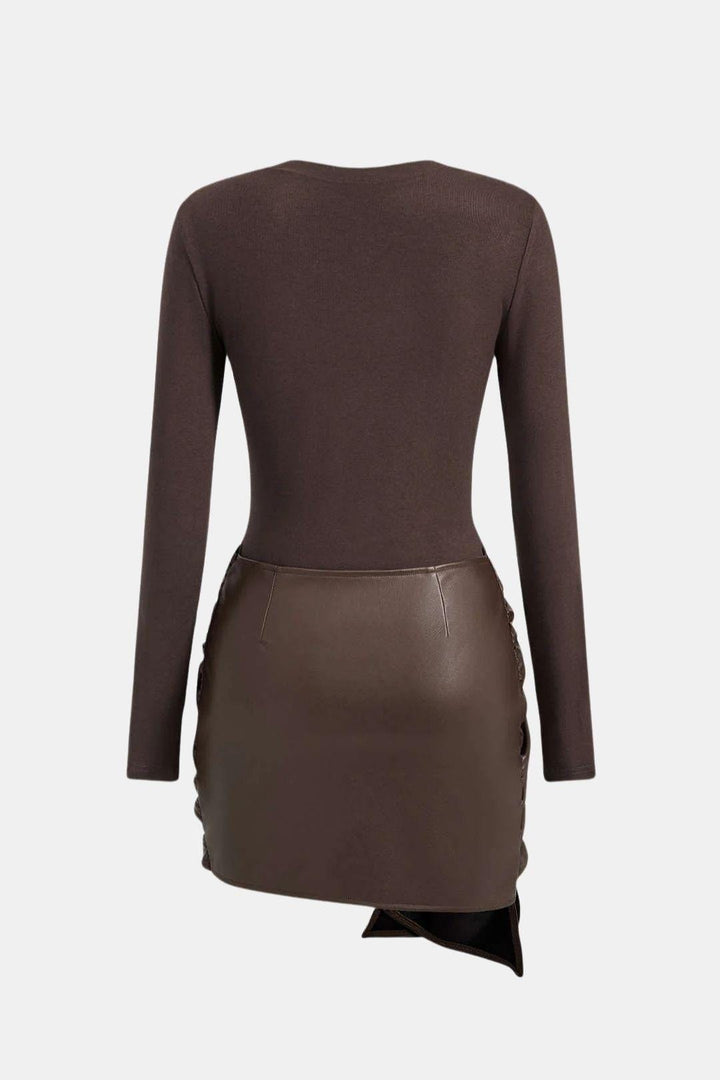 Sienna Faux Leather Patchwork Mini Dress