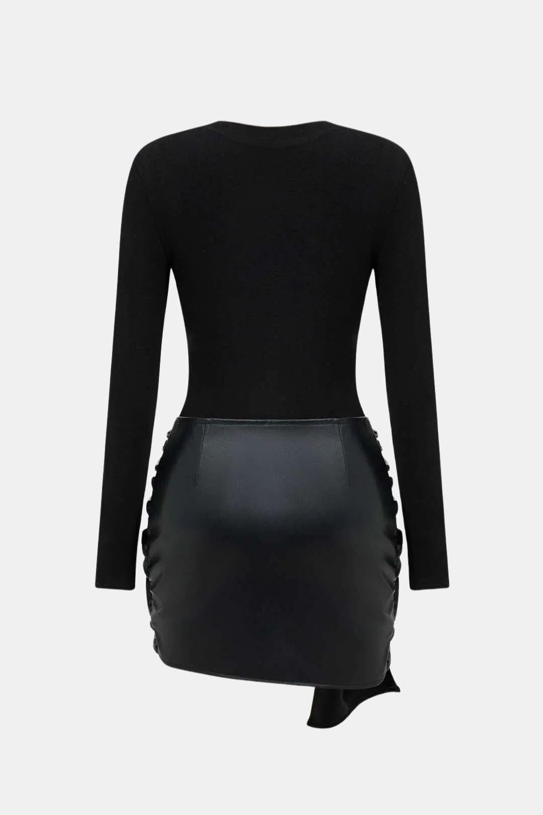 Sienna Faux Leather Patchwork Mini Dress