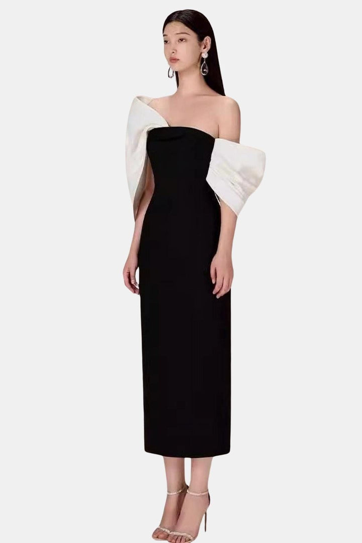 Valentina Bowknot Contrast Midi Dress