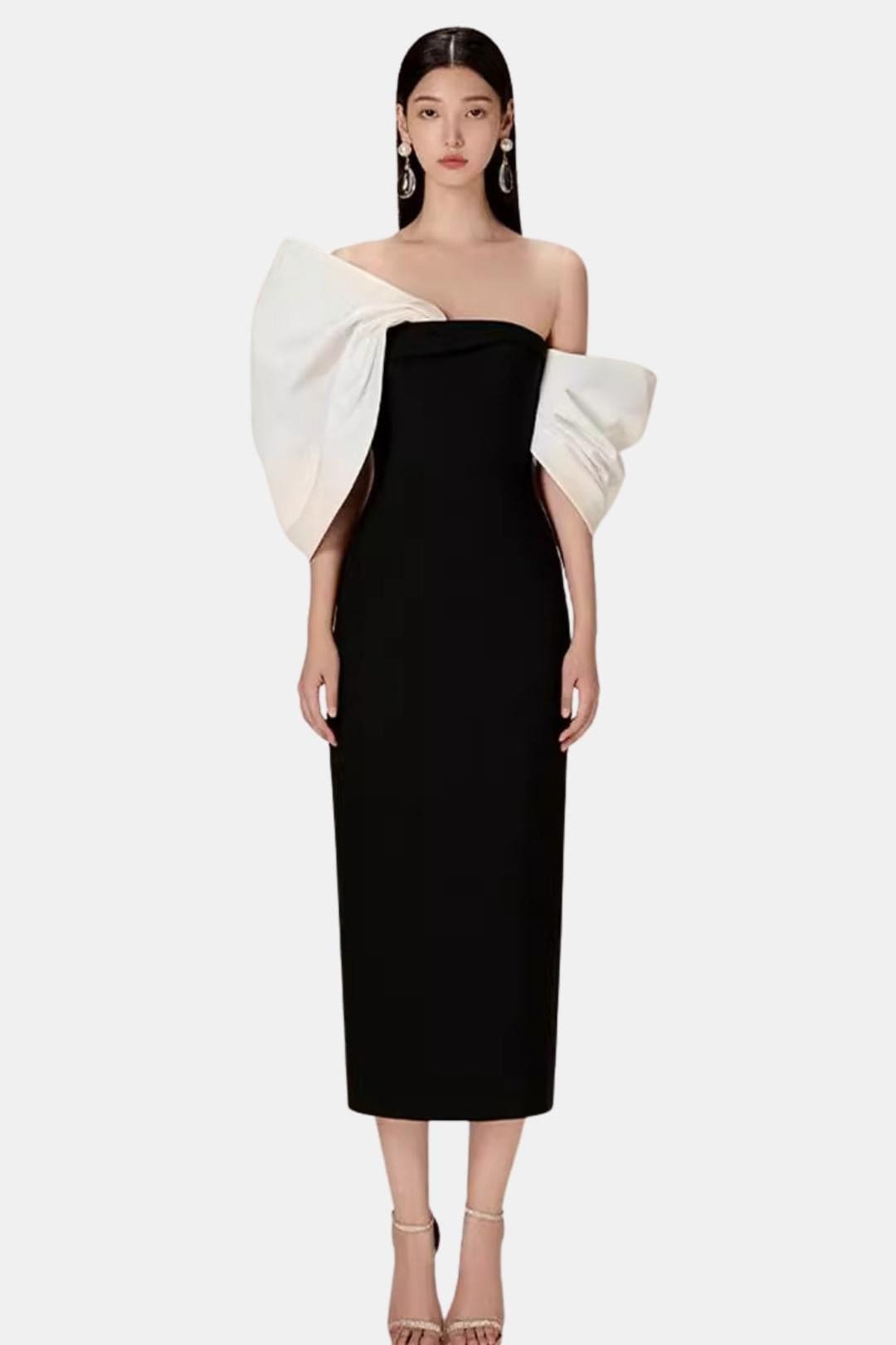 Valentina Bowknot Contrast Midi Dress