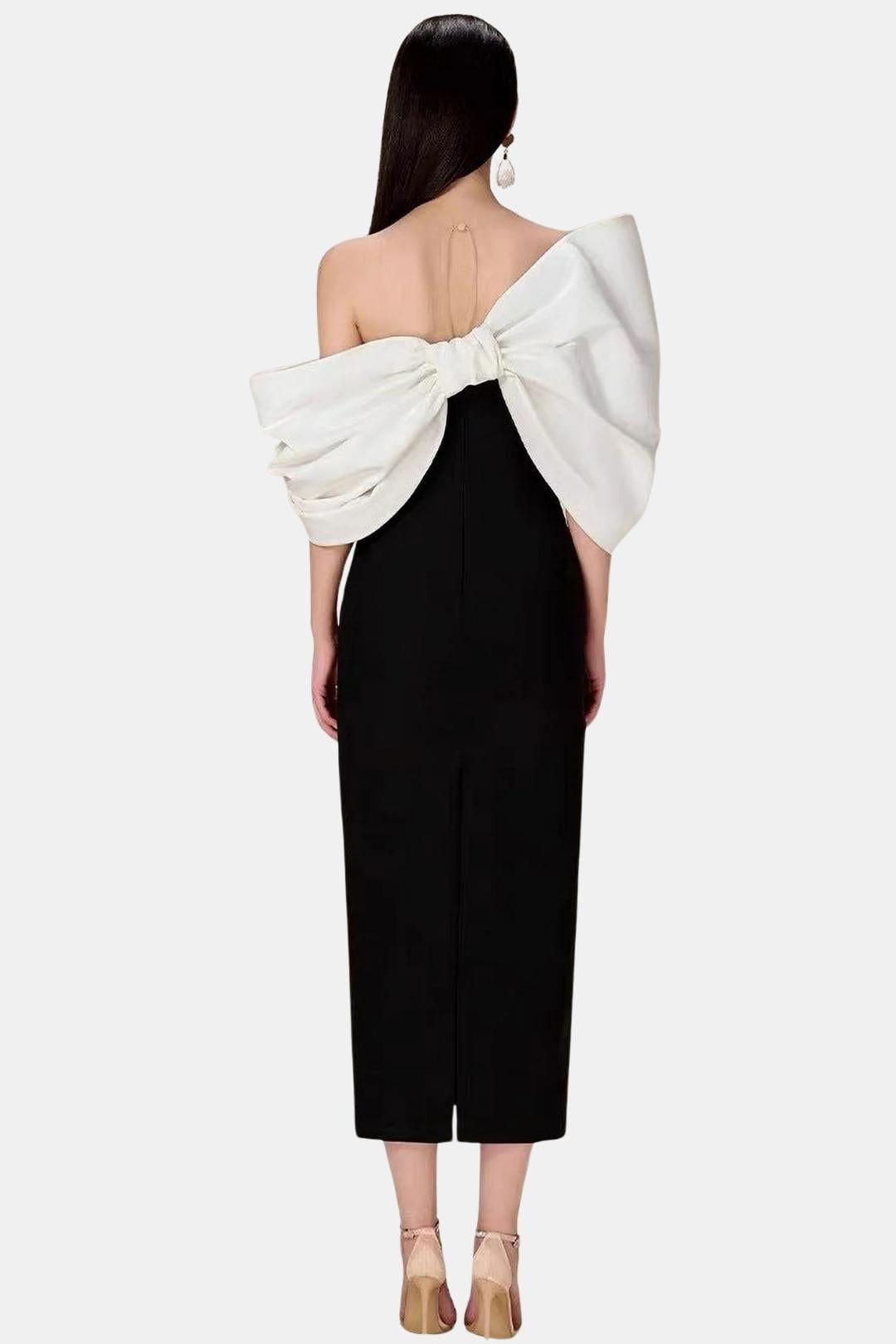 Valentina Bowknot Contrast Midi Dress