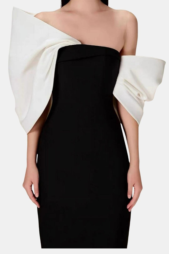 Valentina Bowknot Contrast Midi Dress