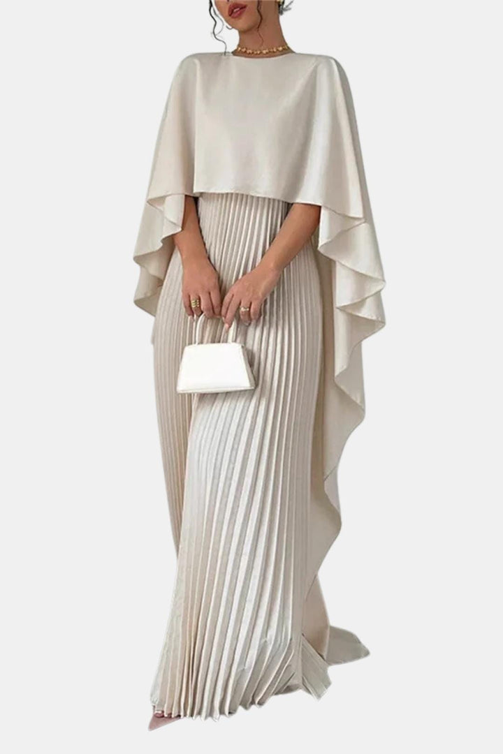 Vivienne Pleated Chiffon High Neck Maxi Dress