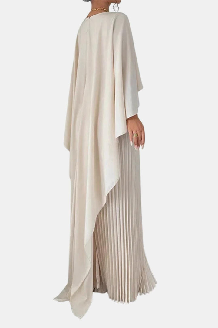 Vivienne Pleated Chiffon High Neck Maxi Dress