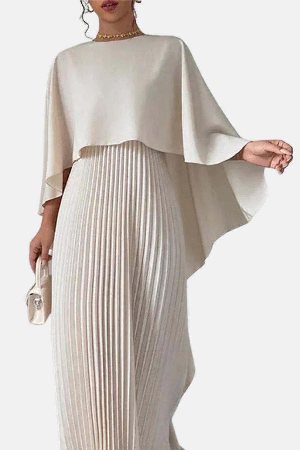 Vivienne Pleated Chiffon High Neck Maxi Dress