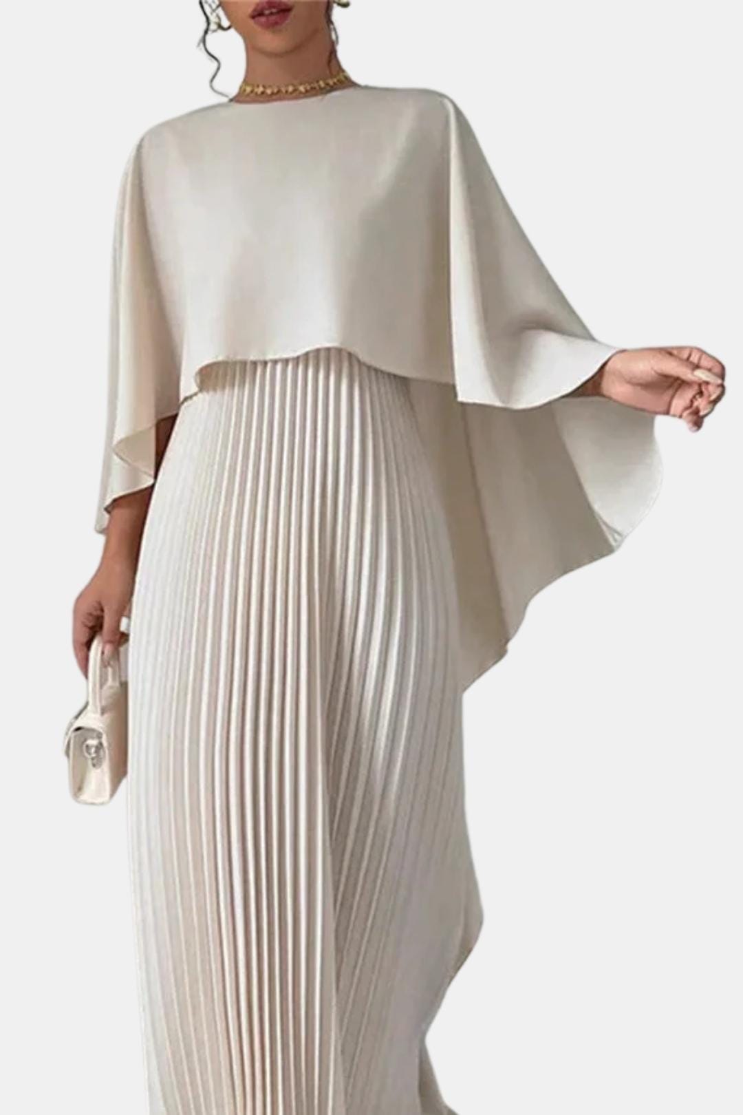 Vivienne Pleated Chiffon High Neck Maxi Dress