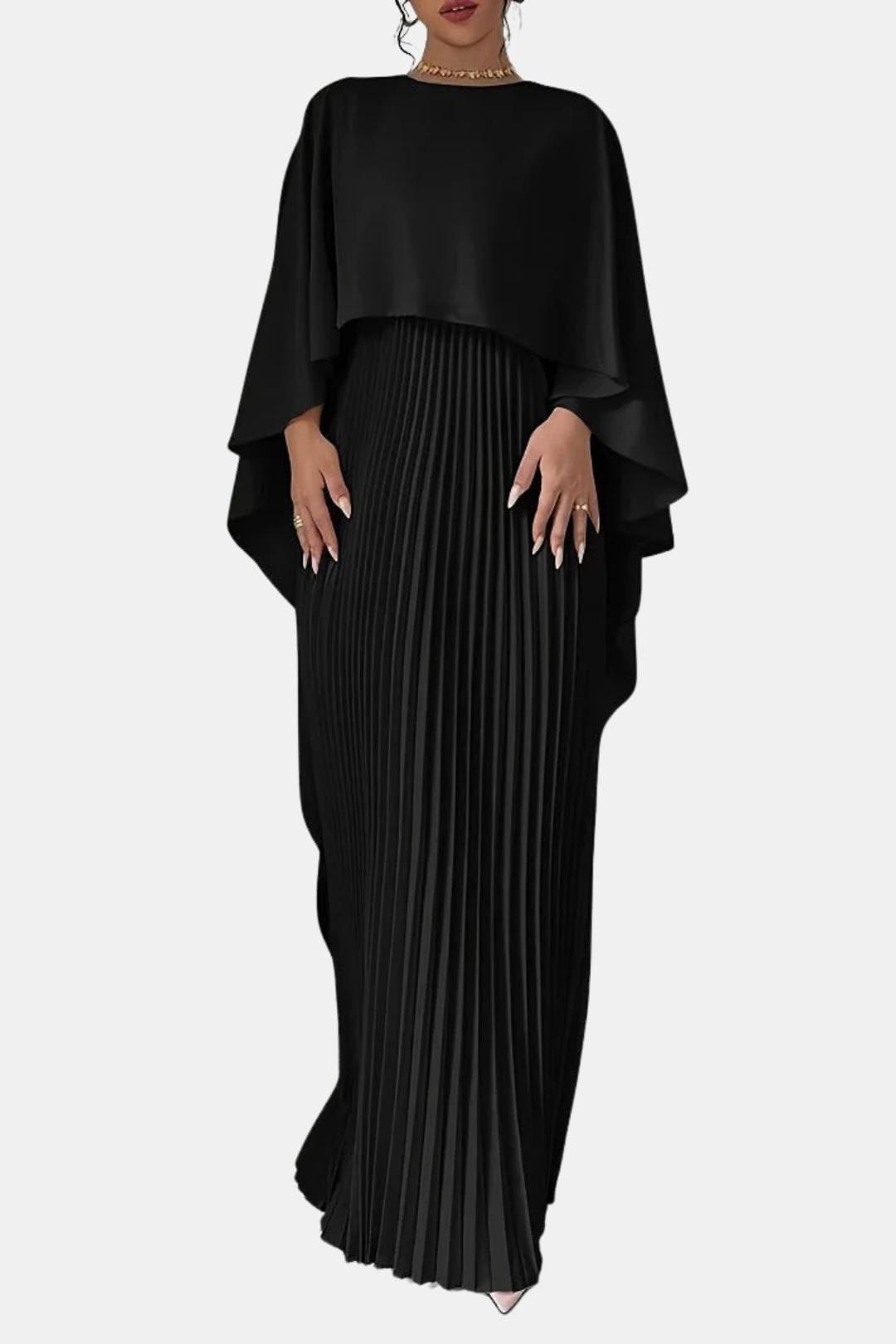 Vivienne Pleated Chiffon High Neck Maxi Dress