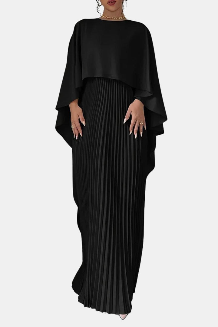 Vivienne Pleated Chiffon High Neck Maxi Dress