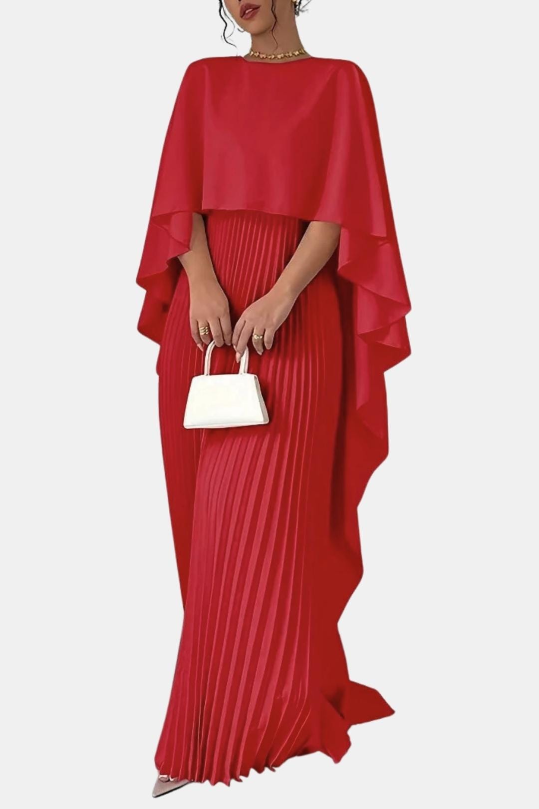 Vivienne Pleated Chiffon High Neck Maxi Dress