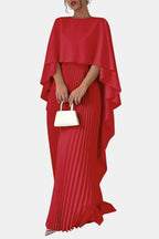 Vivienne Pleated Chiffon High Neck Maxi Dress