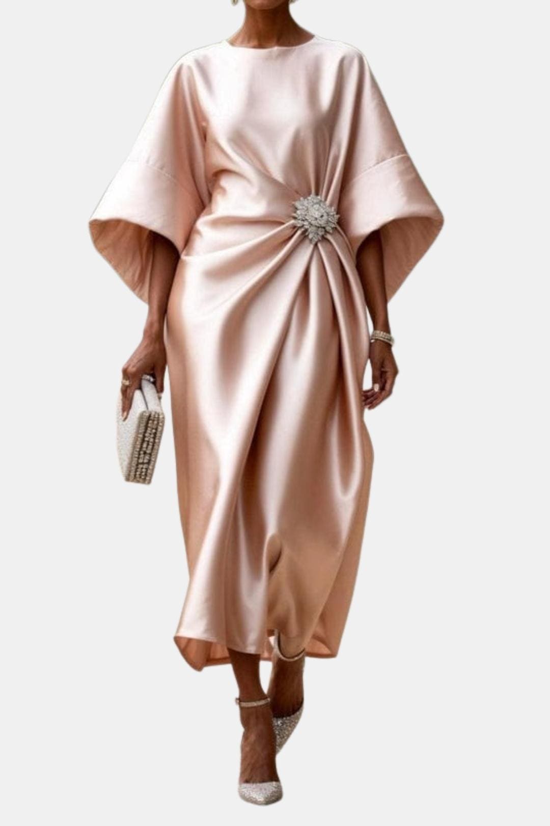 Valencia Wide Sleeve Satin Maxi Dress