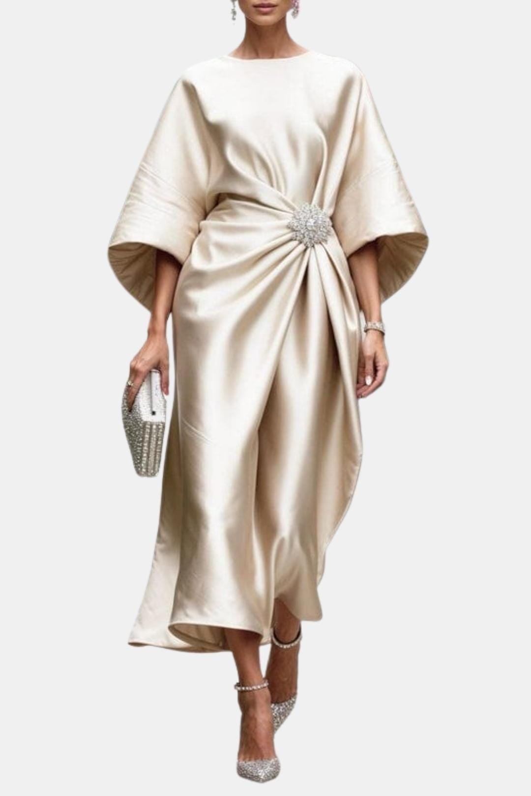Valencia Wide Sleeve Satin Maxi Dress