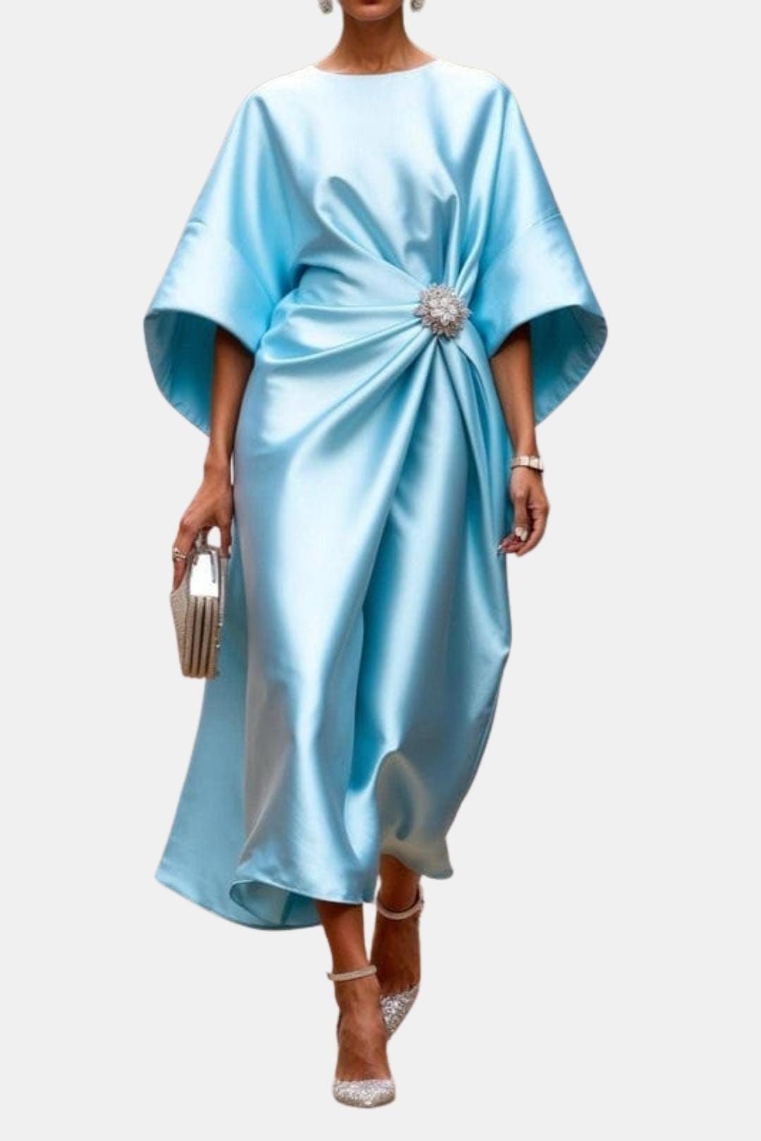 Valencia Wide Sleeve Satin Maxi Dress