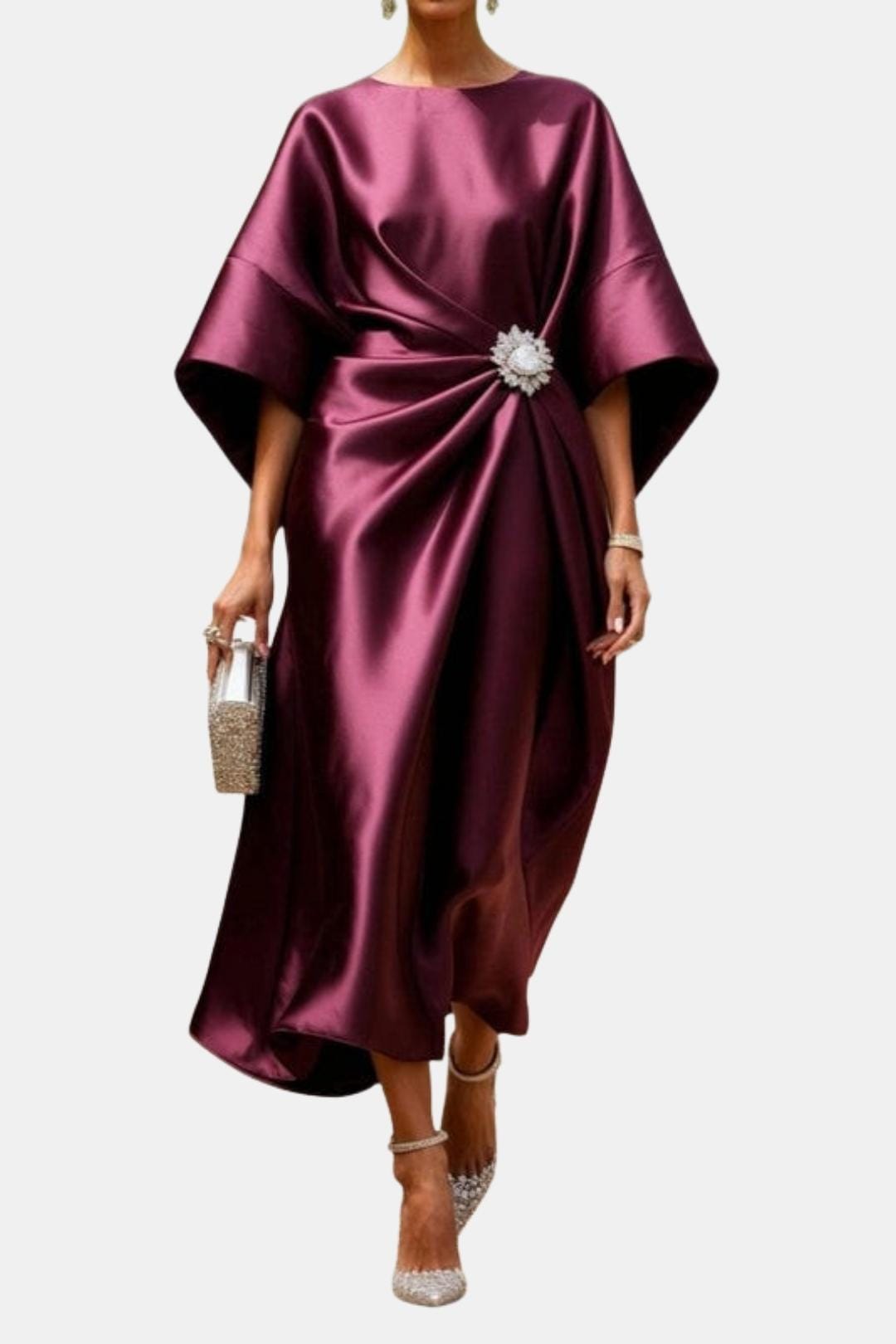 Valencia Wide Sleeve Satin Maxi Dress